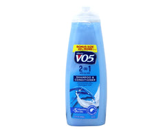 Alberto VO5 2-in-1 bottle label highlights gentle cleansing and conditioning.