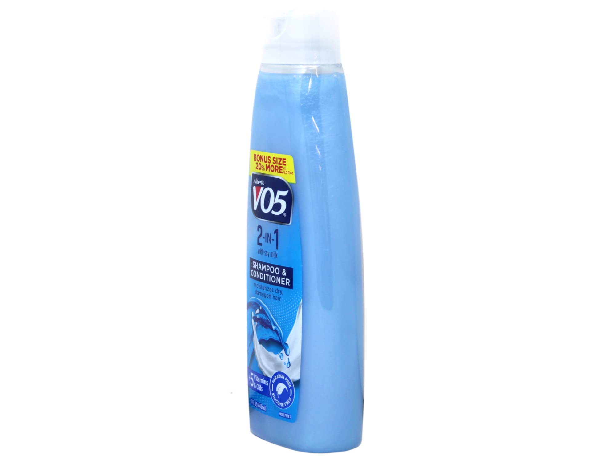 Alberto VO5 2-in-1 lather close-up indicates rich foam for thorough cleansing.