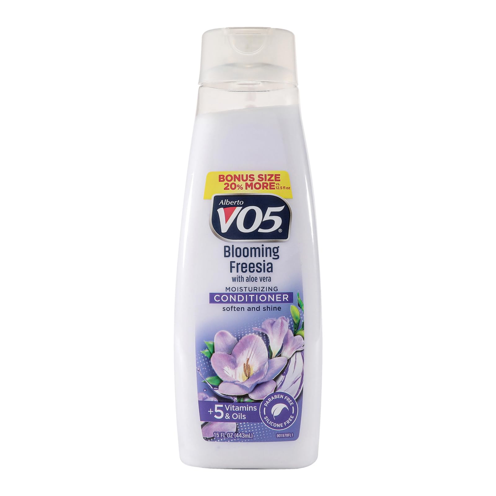 Alberto VO5 Blooming Freesia, botella con fragancia floral duradera para el baño.