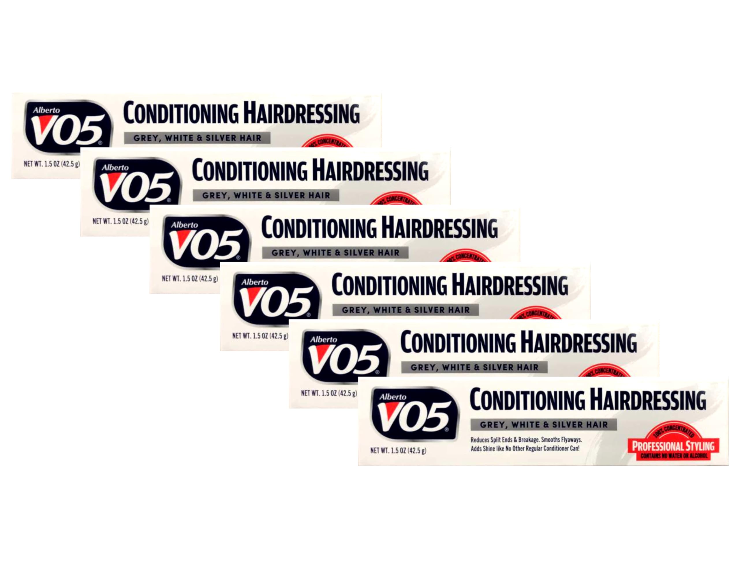Alberto VO5 Conditioning Hairdressing tube-pack closeup for quick split-end control.