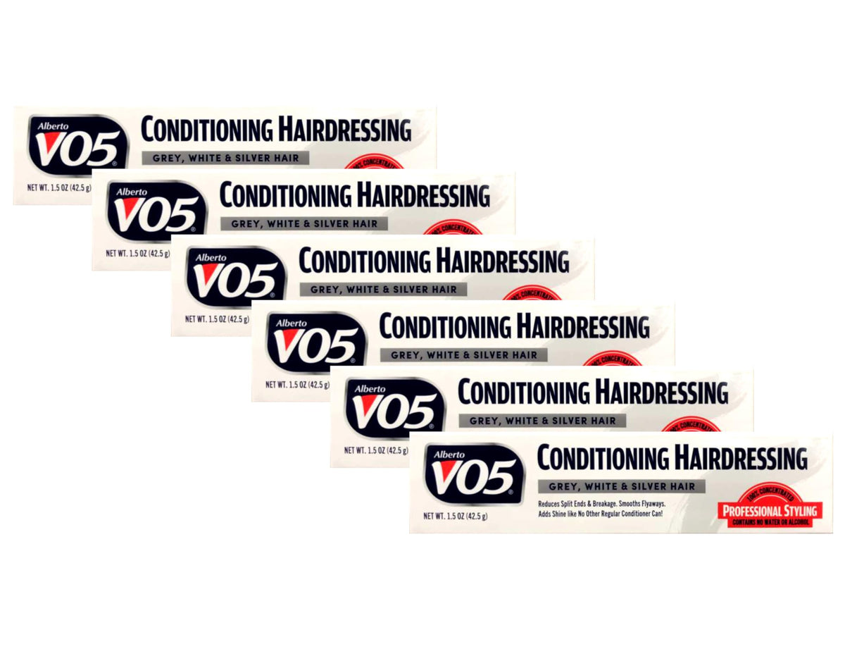 Alberto VO5 Conditioning Hairdressing tube-pack closeup for quick split-end control.