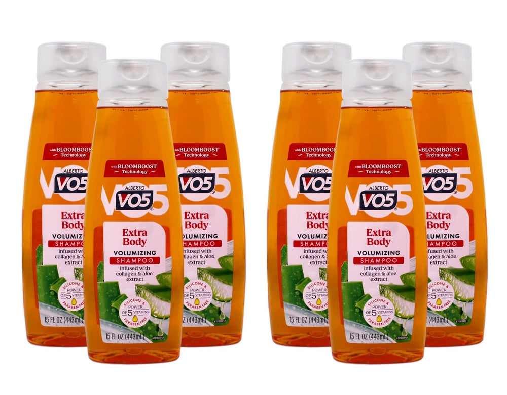 Alberto VO5 Extra Body Shampoo bottle showing volumizing formula for lift