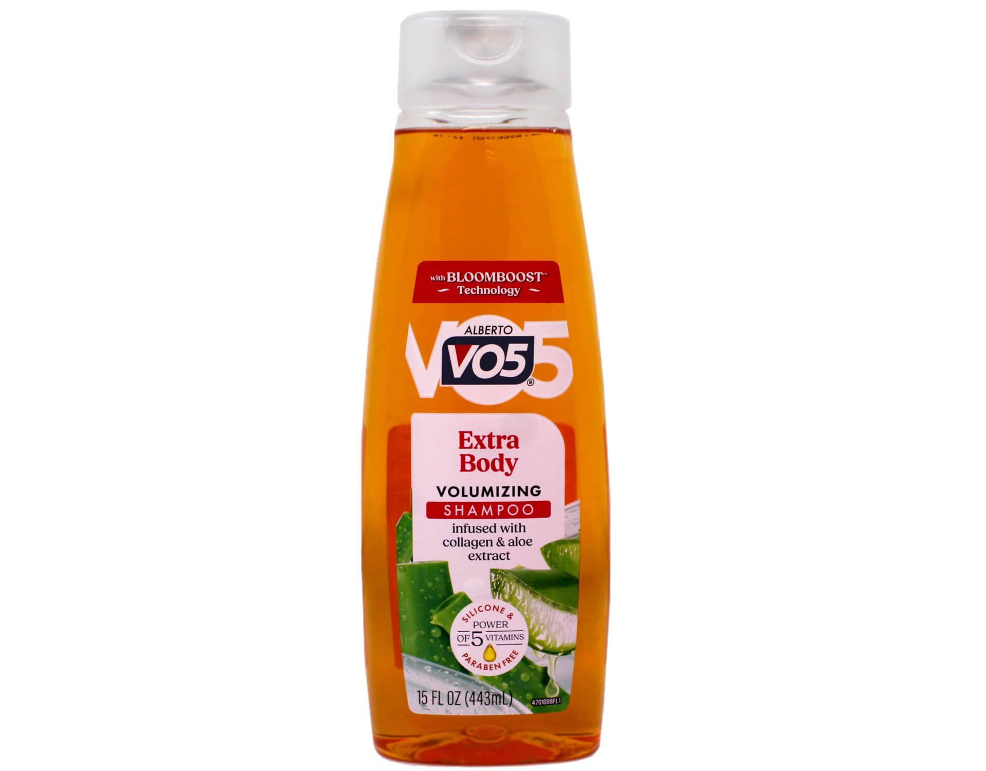 Alberto VO5 Extra Body Shampoo pour demonstrates easy application for fuller hair