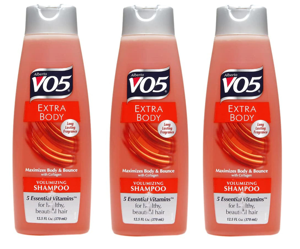 Alberto VO5 Extra Body Volumizing Shampoo bottle front view for fuller-looking hair.
