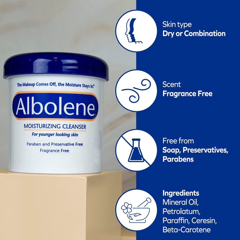 Albolene skin hydration after use reveals soft, moisturized skin