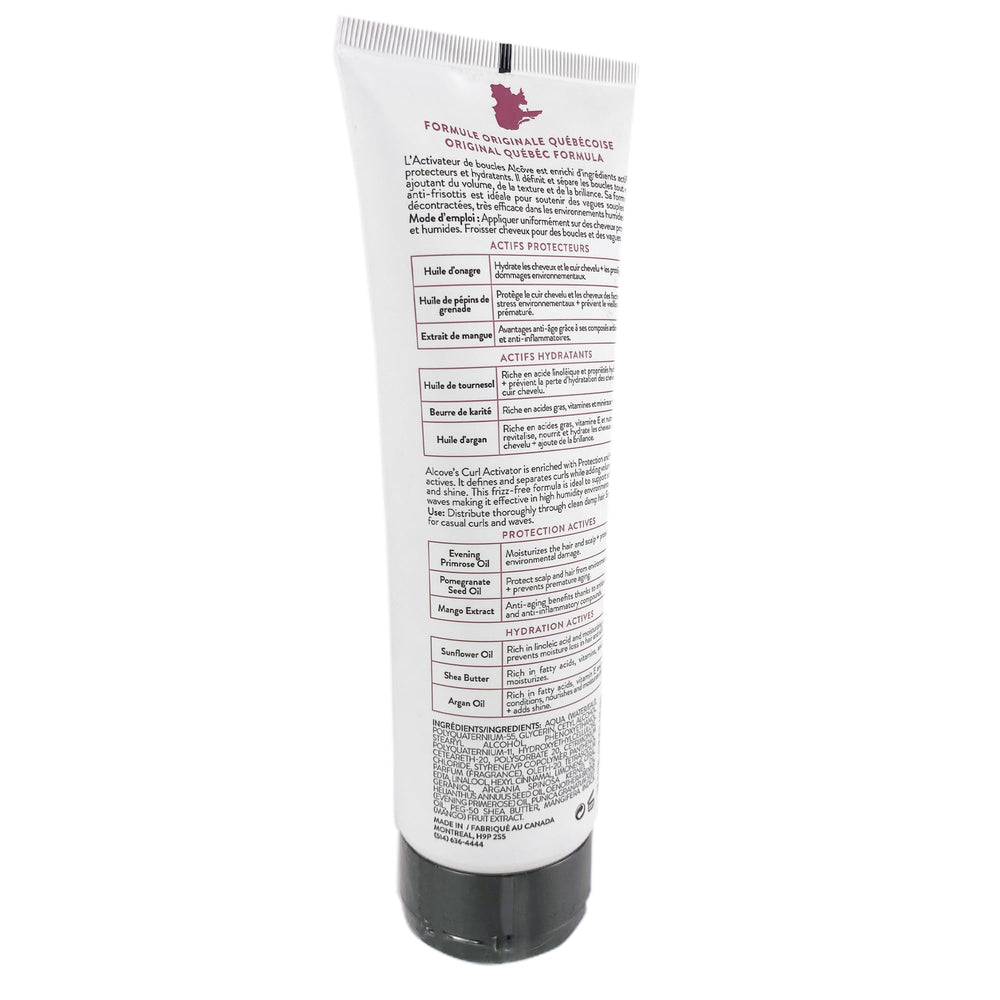 Alcôve Curl Activator Montreal-origin branding emphasizes cruelty-free, high-quality care.