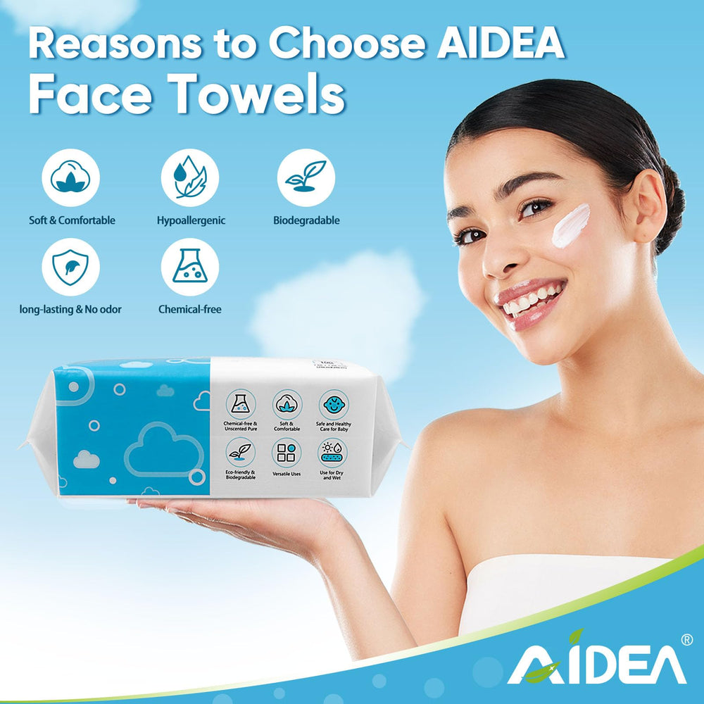 AIDEA AlDEA face towels suitable for sensitive skin and daily use.