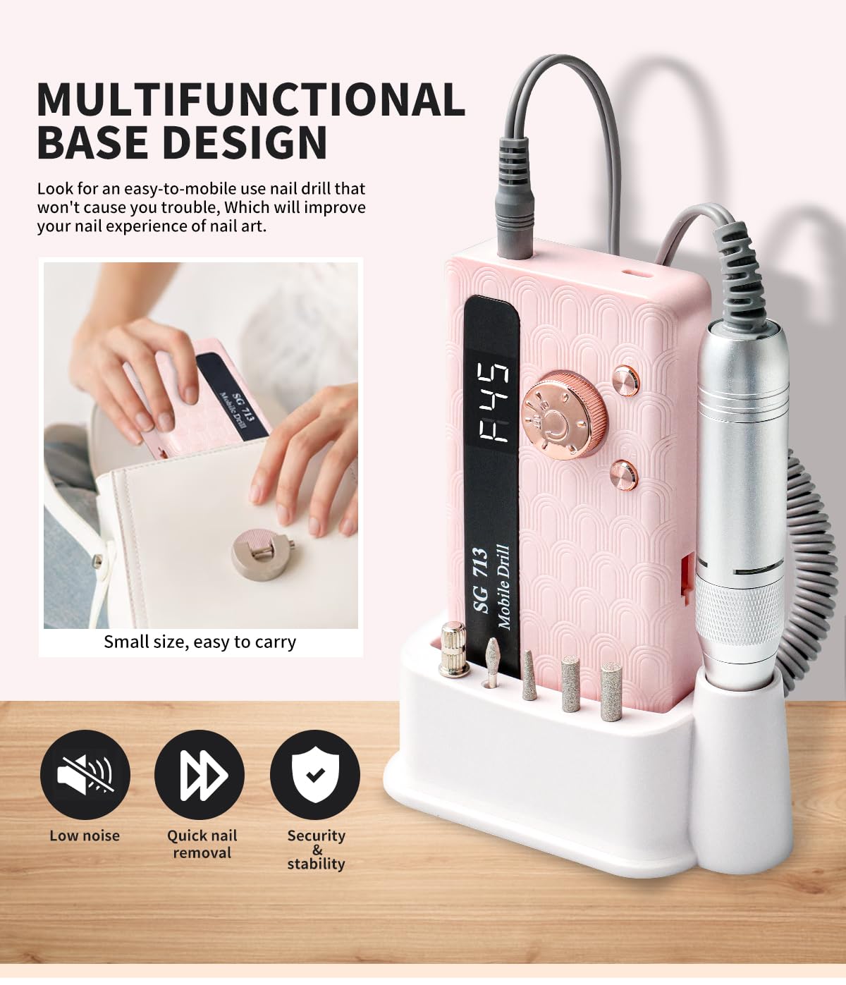Aleanu 360-degree rotating handpiece supports comfortable use from any angle