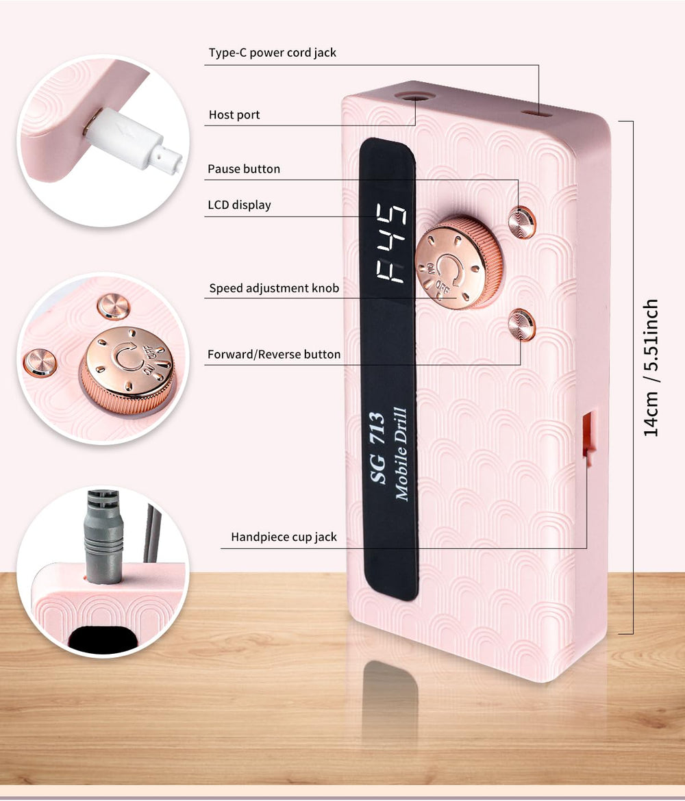 Aleanu cordless nail drill in use offers freedom during sessions