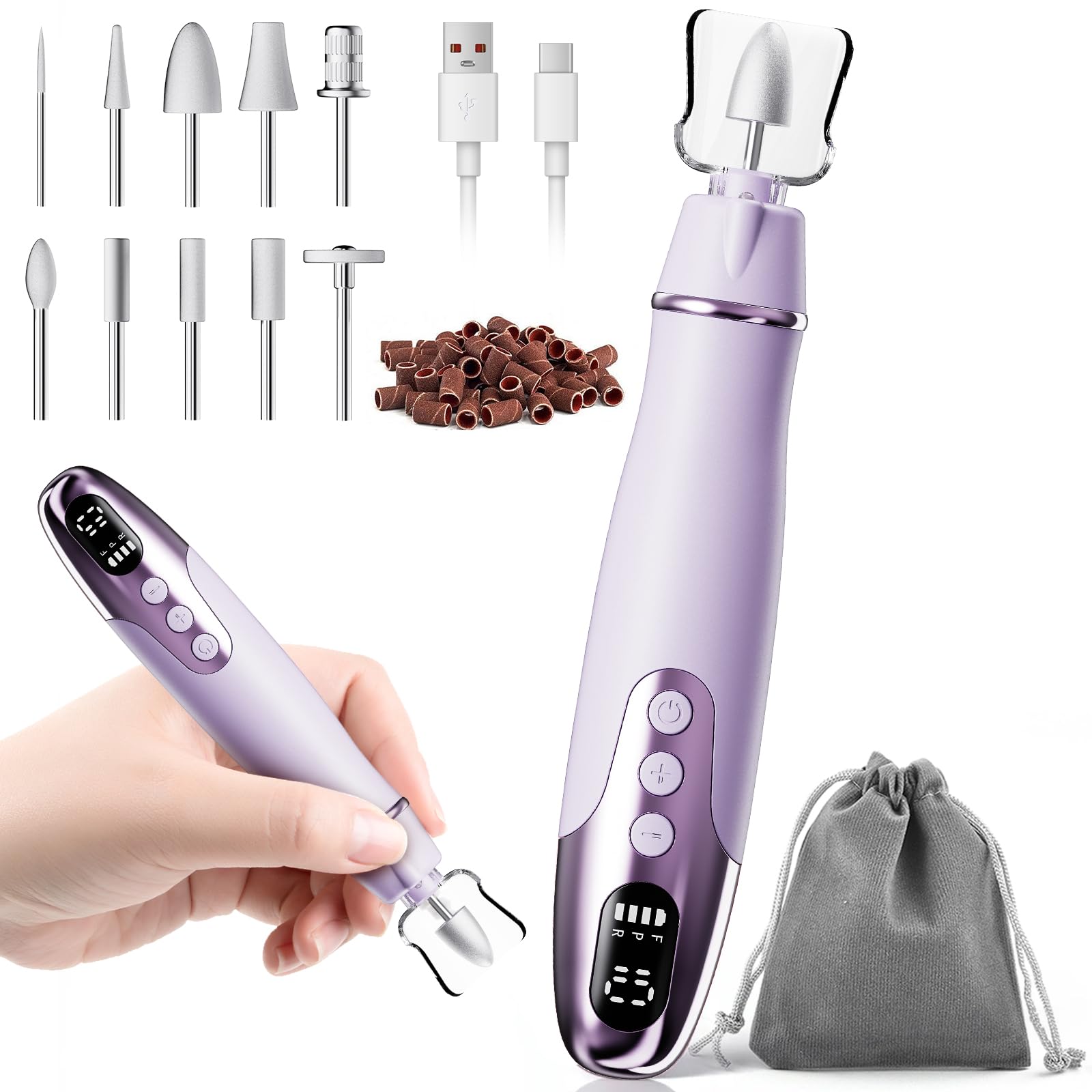 Aleanu nail drill with 10-speed display for precise control.