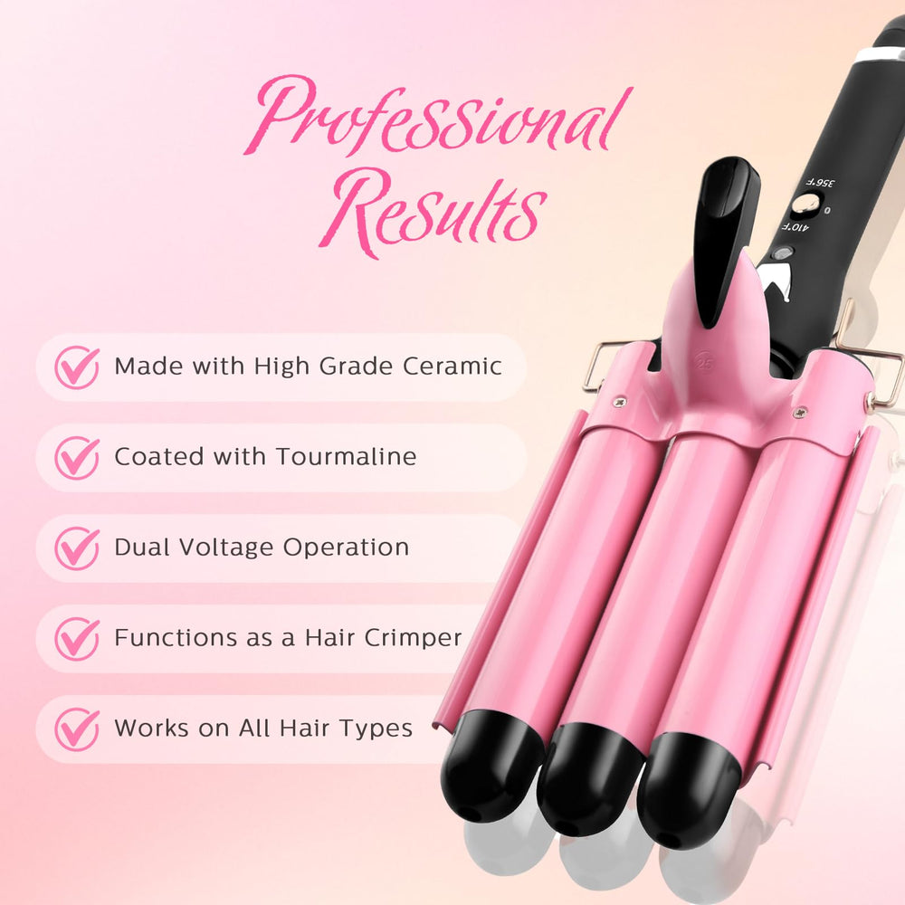 Aleath triple-barrel iron offering versatile styling for all hair lengths.