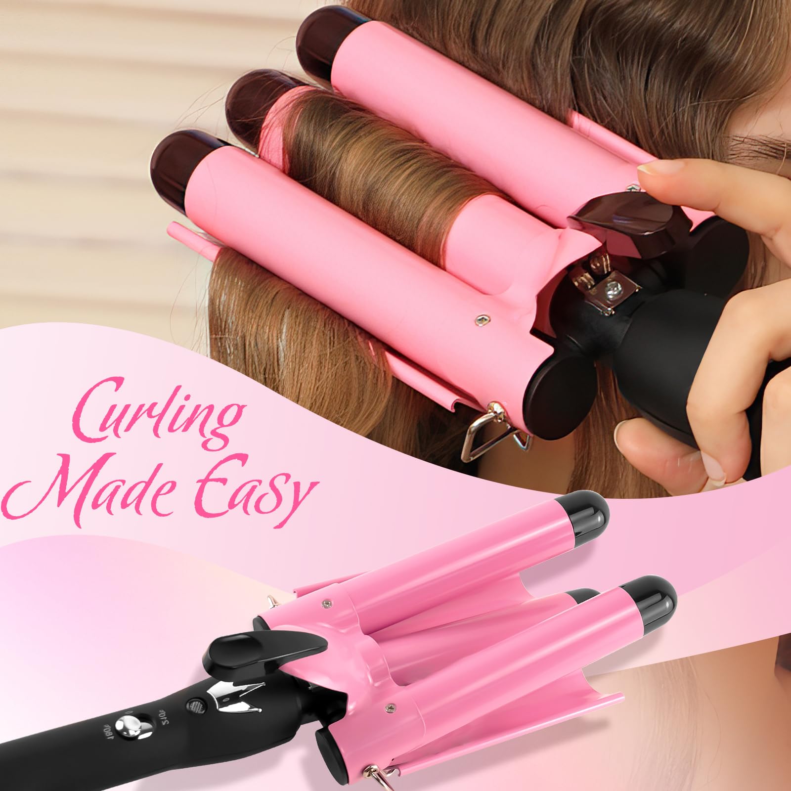 Aleath curling wand with a 360-degree rotatable cord for comfortable styling.
