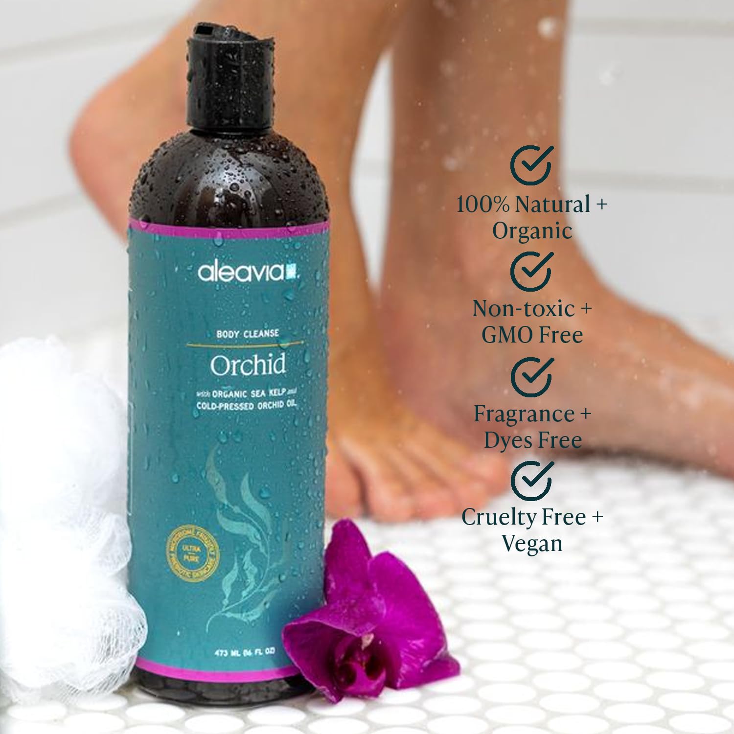 Aleavia Body Cleanse ingredients close-up highlighting natural components for balanced skin
