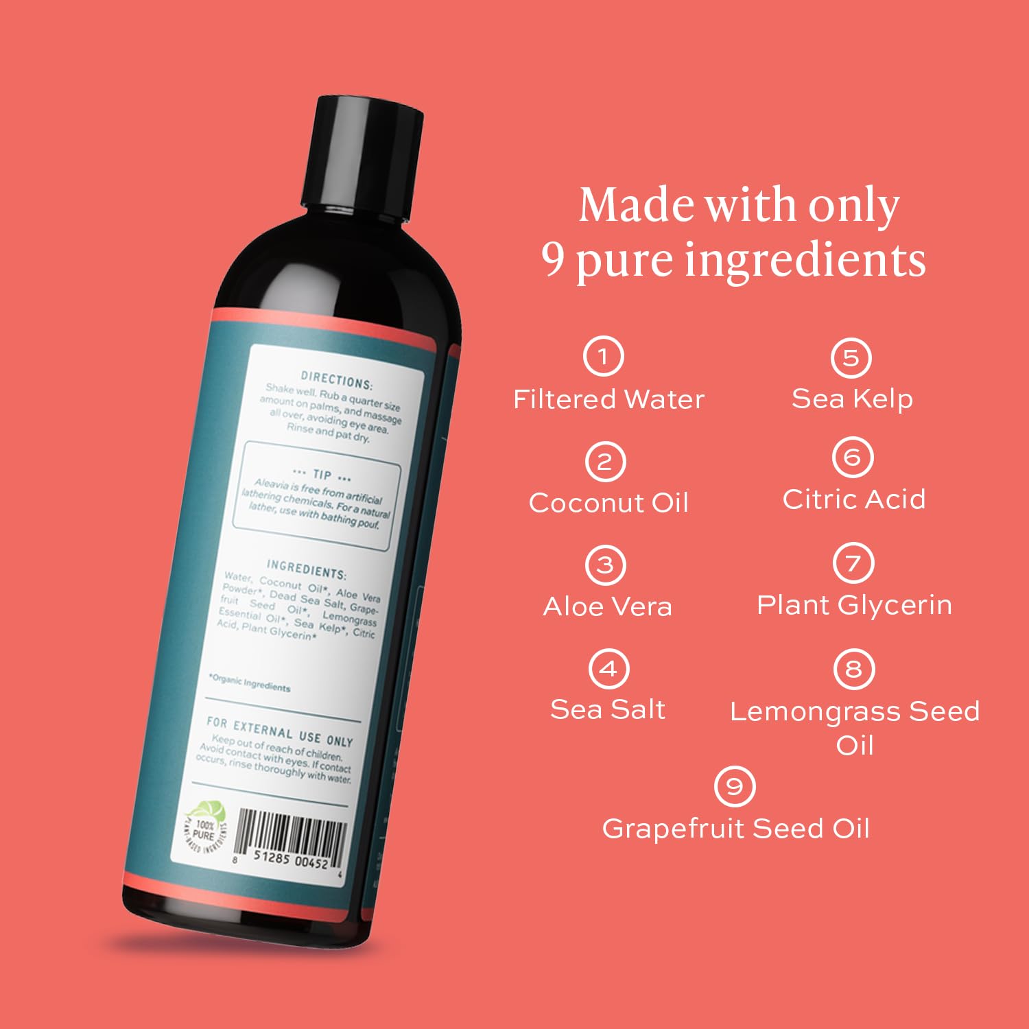 Aleavia Citrus Bliss ingredient blend showcases eight organic components for balanced skin
