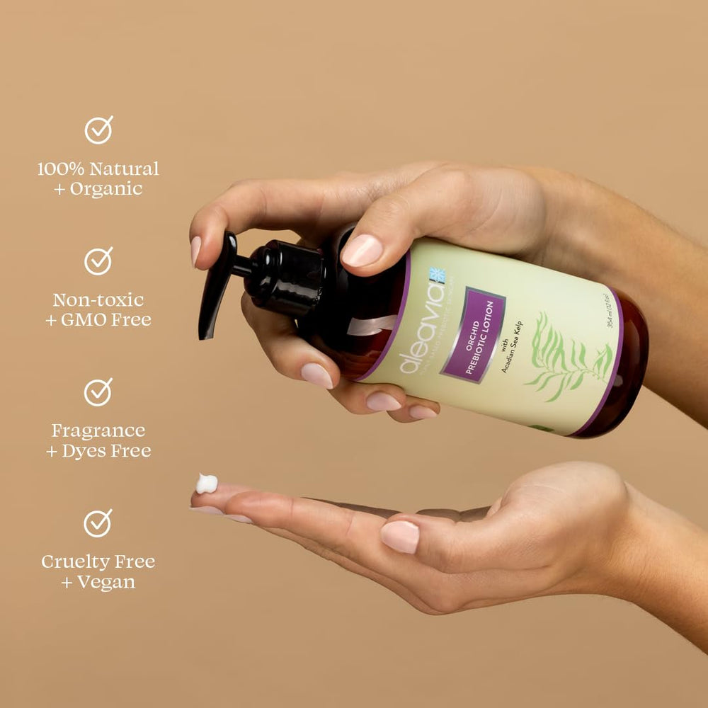 Aleavia Orchid Prebiotic Body Lotion creamy texture provides non-greasy daily nourishment