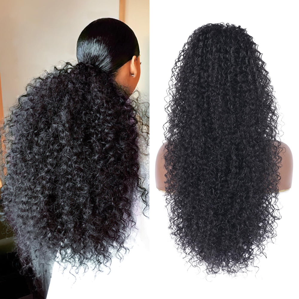 Alebery 27-inch drawstring ponytail deep-curly for instant length and natural movement.