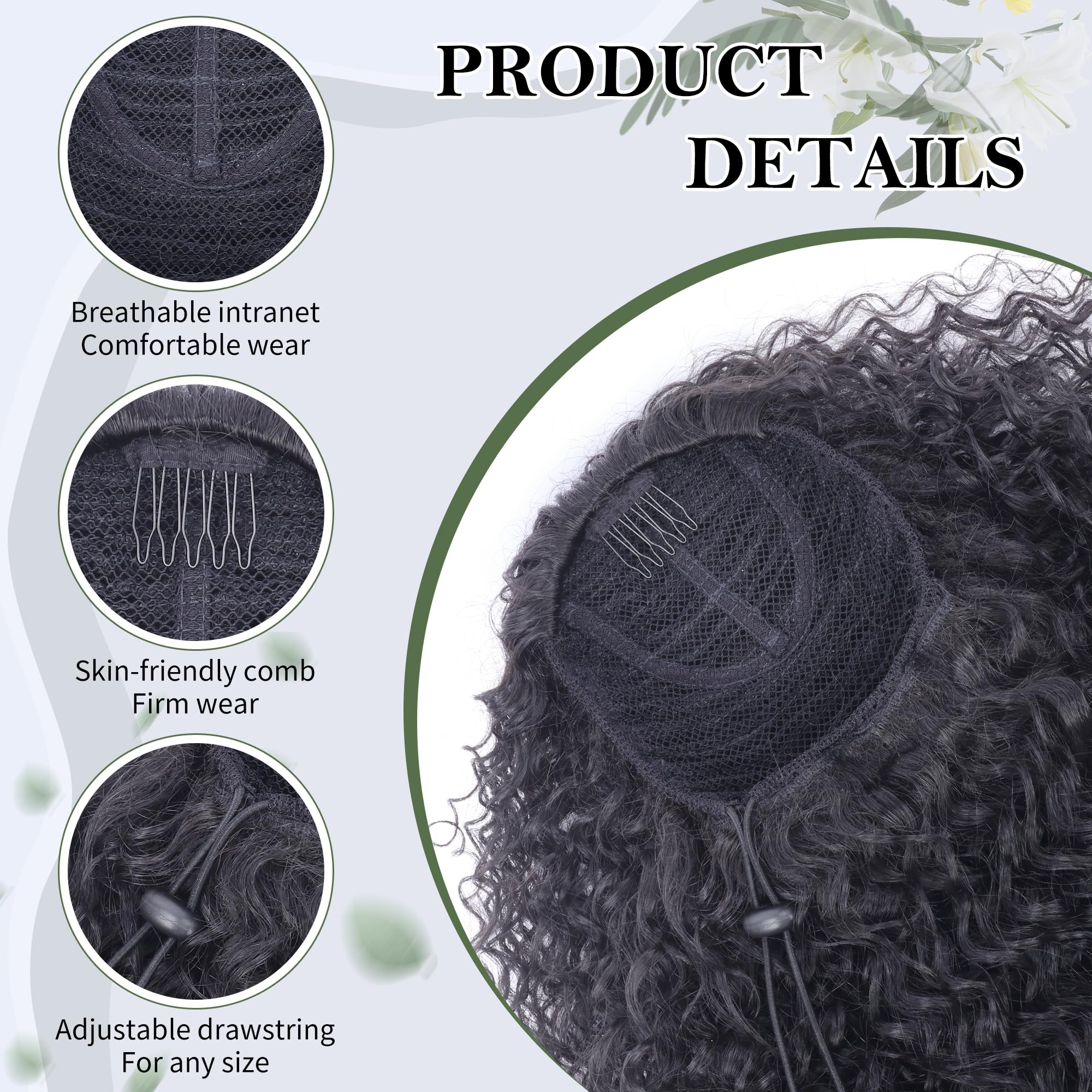 Alebery Afro kinky-curly ponytail extension adds texture and versatile styling options.