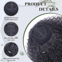 Alebery Afro kinky-curly ponytail extension adds texture and versatile styling options.