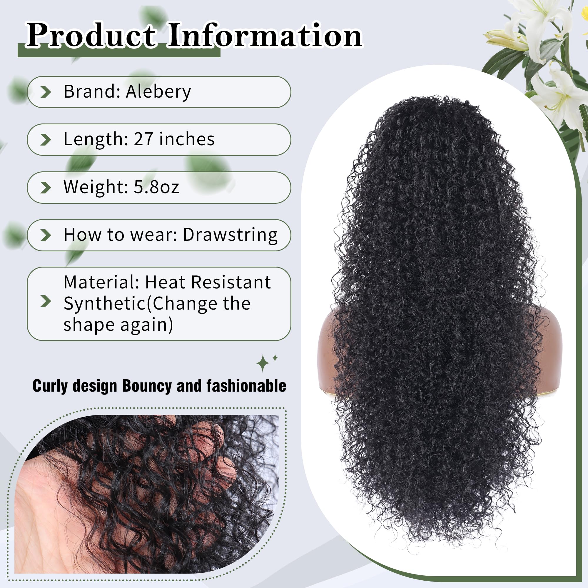 Alebery synthetic-human hair-blend ponytail delivers a natural look with lightweight feel.