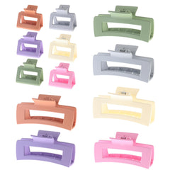 Alemaky 12-pack square clips packaging in assorted colors for versatile hairstyles