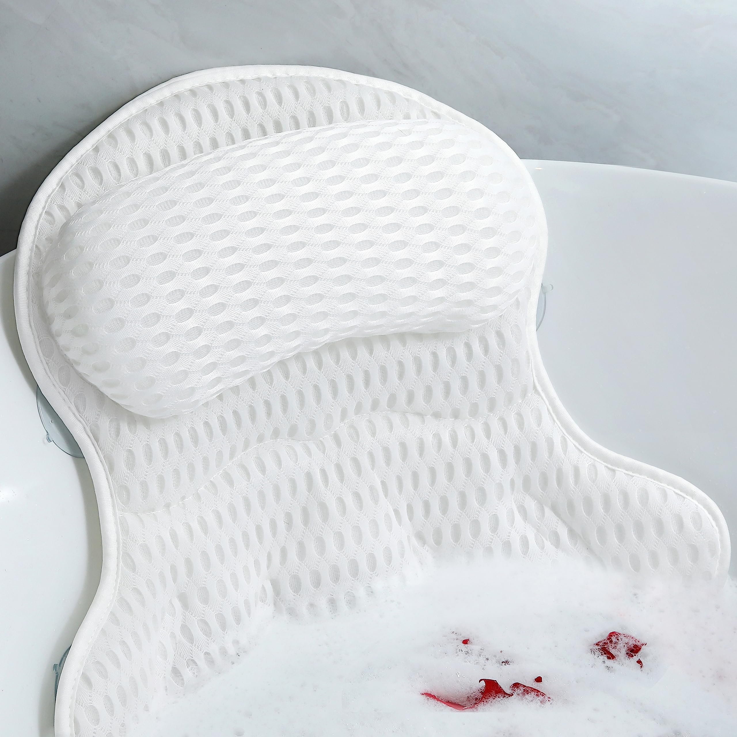 Aleponna bath pillow headrest offers cloud-soft comfort for neck support during baths.
