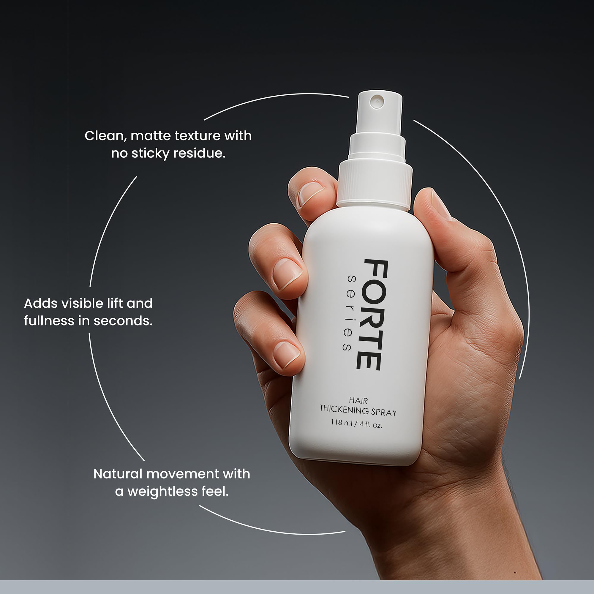 Alex Costa Forte Series thickening spray at roots application showing lift