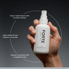 Alex Costa Forte Series thickening spray at roots application showing lift