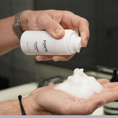Alex Costa Forte Series bottle closeup highlights Panthenol for stronger hair feel.