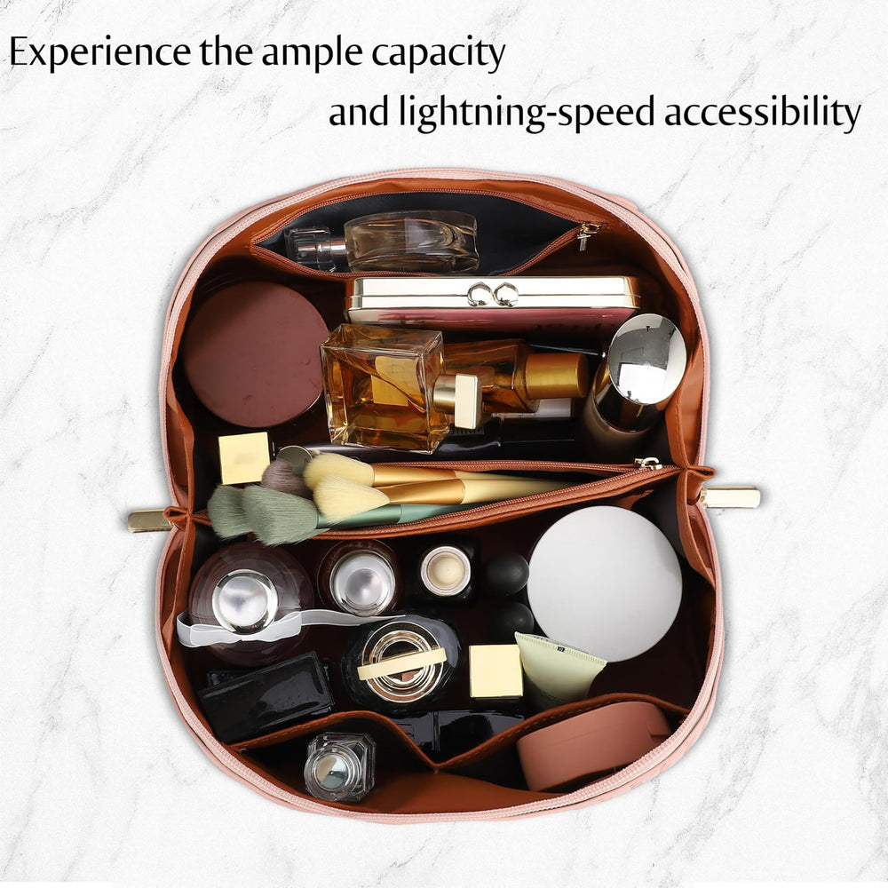 ALEXTINA 180-degree opening reveals quick access to makeup essentials during trips.