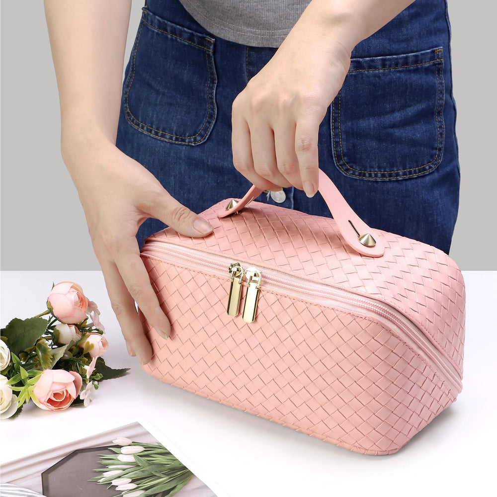 ALEXTINA large-capacity bag fits skincare, makeup, and toiletries for organized trips.