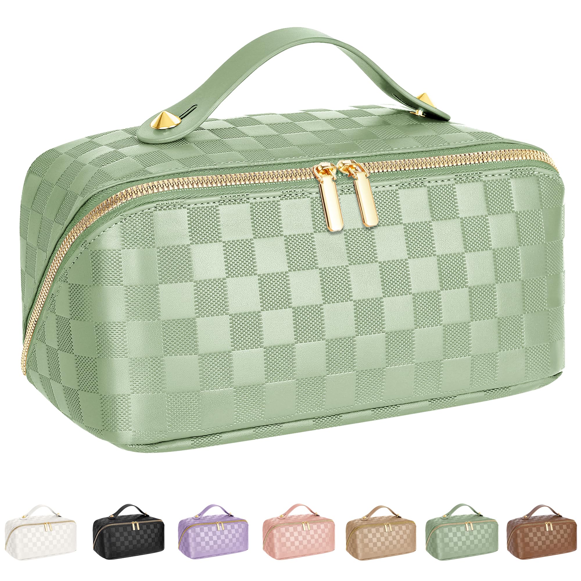 ALEXTINA travel cosmetic bag exterior featuring vegan leather for durable, stylish organization.