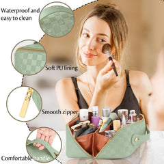 ALEXTINA travel cosmetic bag waterproof material protects contents in wet environments.