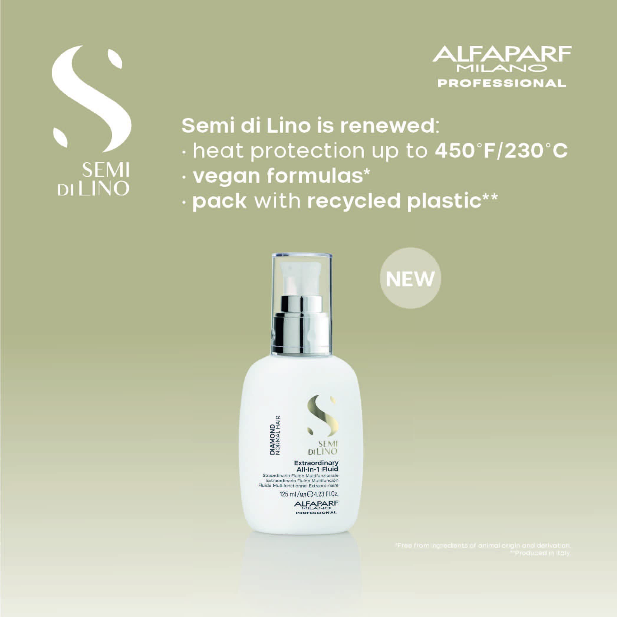 ALFAPARF MILANO Semi di Lino Diamond color protection image suggests long color retention.