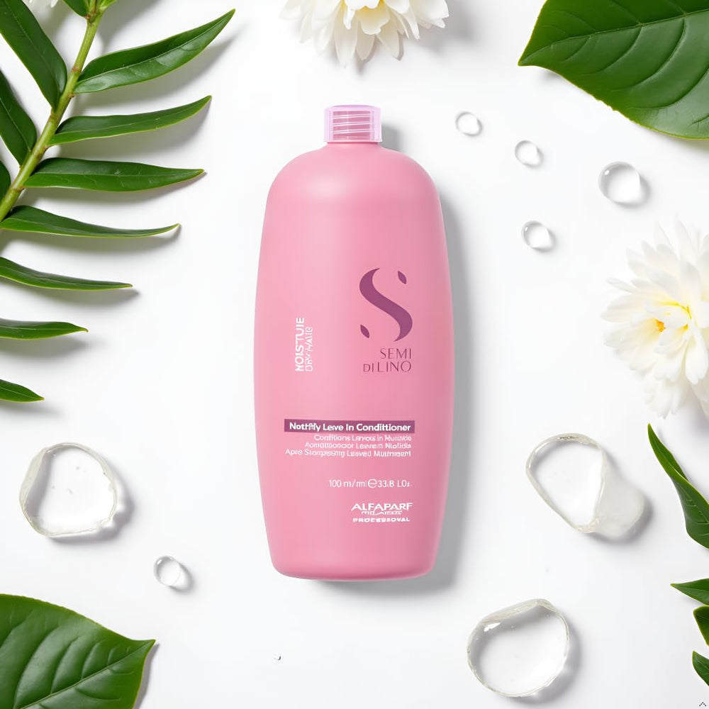 ALFAPARF MILANO Semi Di Lino leave-in-hair-ends demonstrates frizz control for smoother ends.