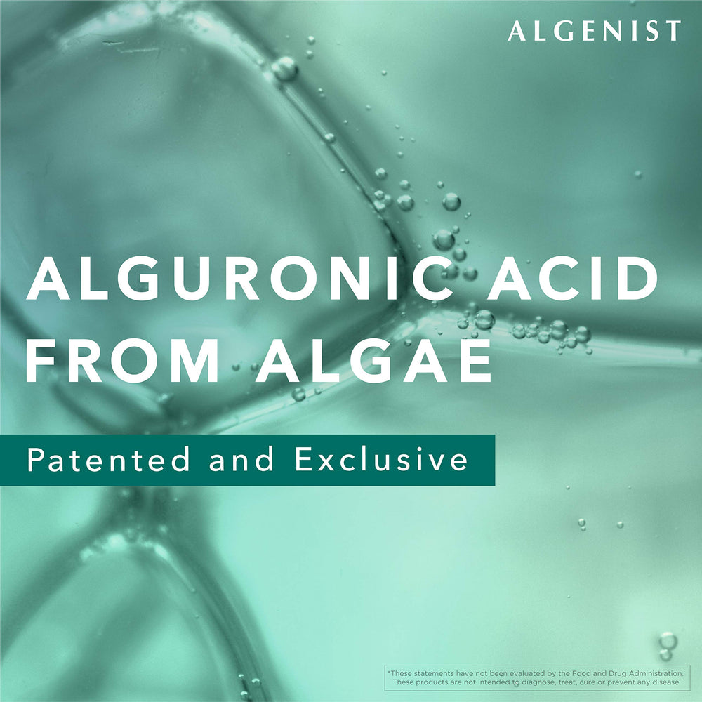 Alguronic Acid and Microalgae Oil imagery emphasizes potent eye-area ingredients.