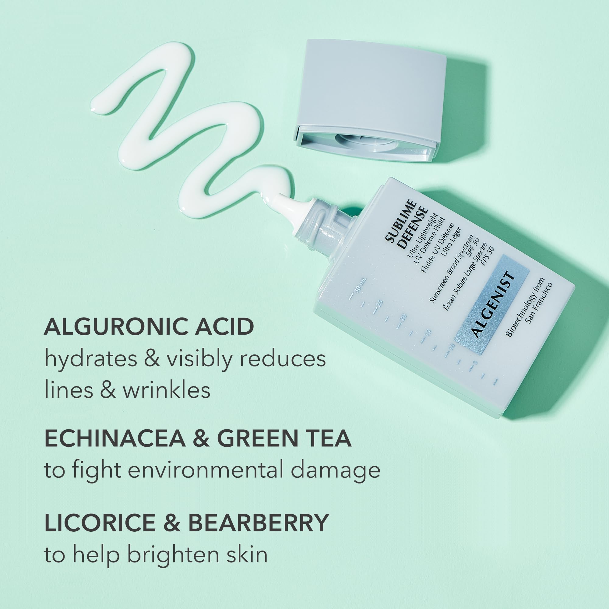 Algenist Sublime Defense texture swatch reveals ultra-sheer finish with a matte look.