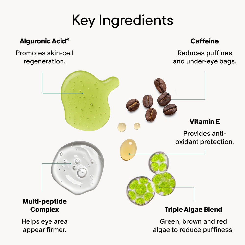 Algenist Triple Algae Eye Renewal Balm packaging highlights travel-size vegan formula.