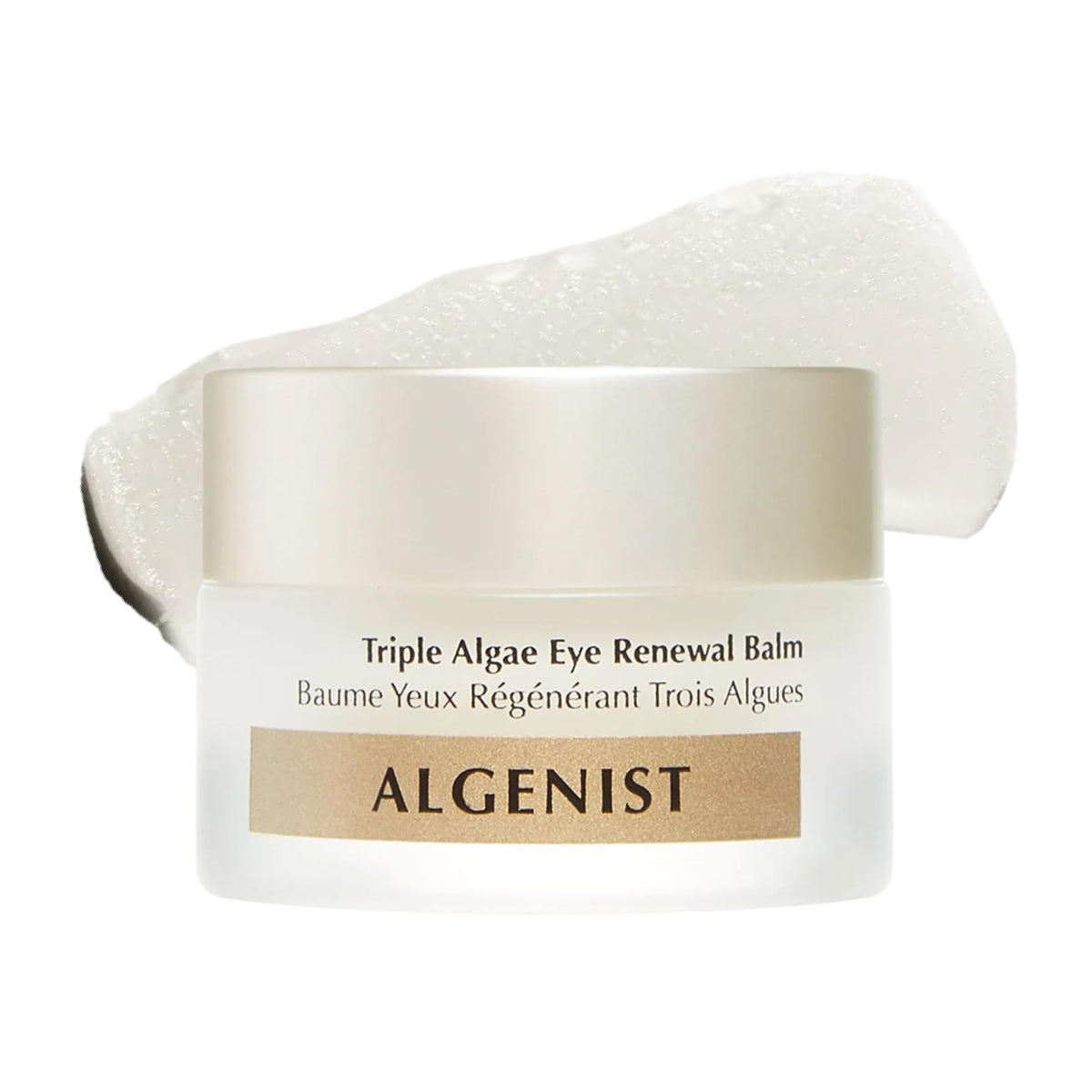 Algenist Triple Algae Eye Renewal Balm tube application shows creamy texture for smooth makeup priming.