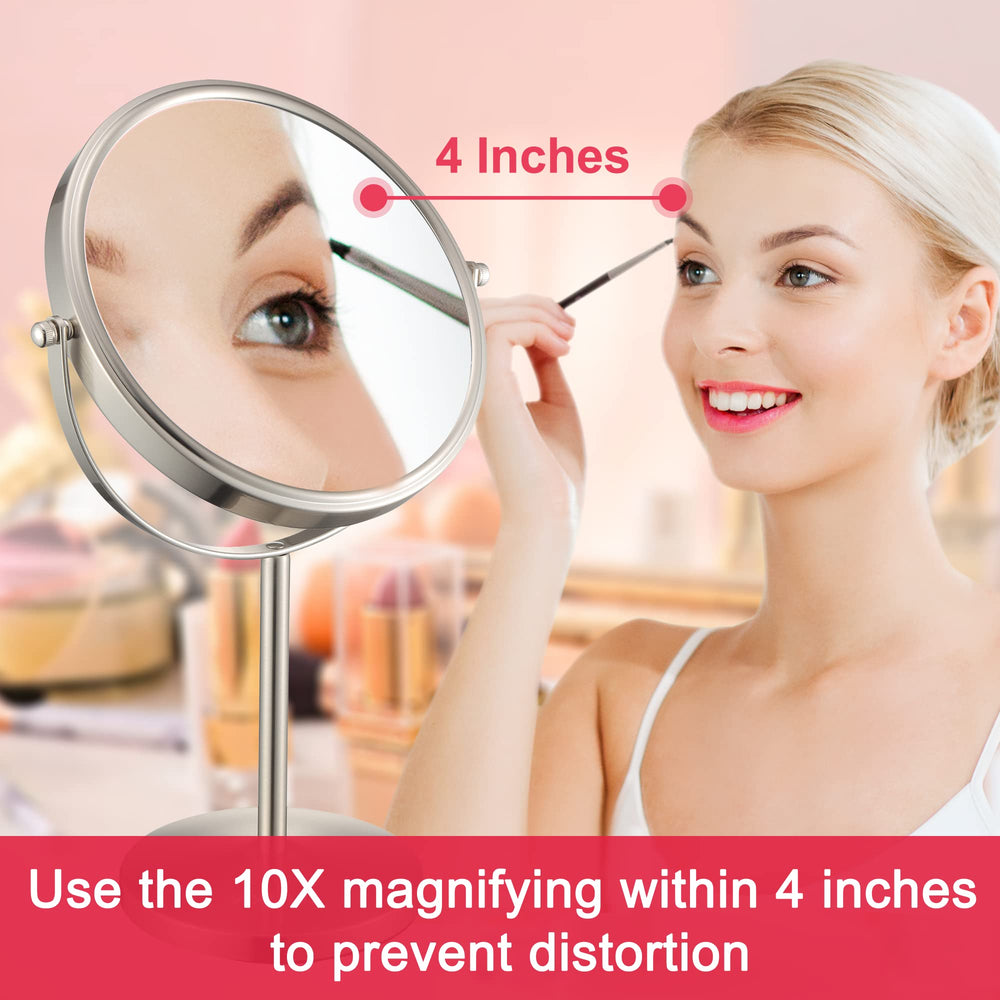 ALHAKIN double-sided tabletop mirror nickel finish for makeup routines