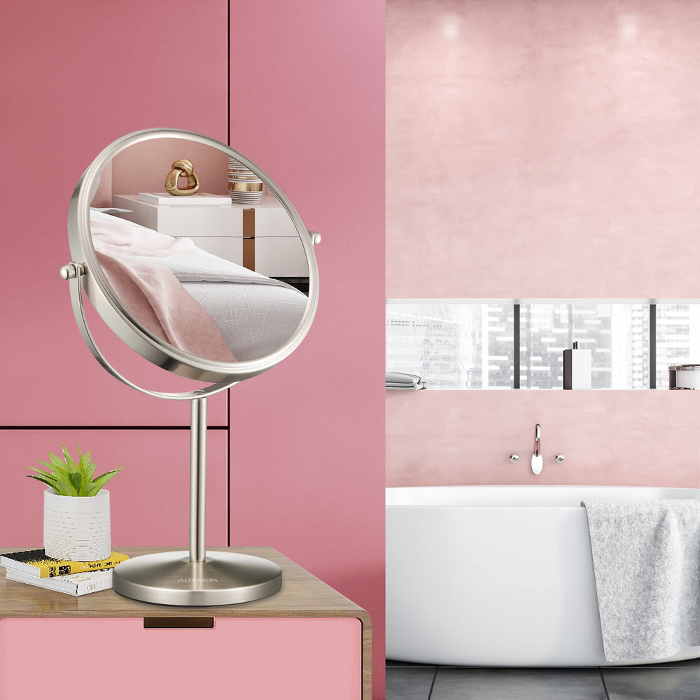 ALHAKIN nickel finish makeup mirror stylish bathroom decor