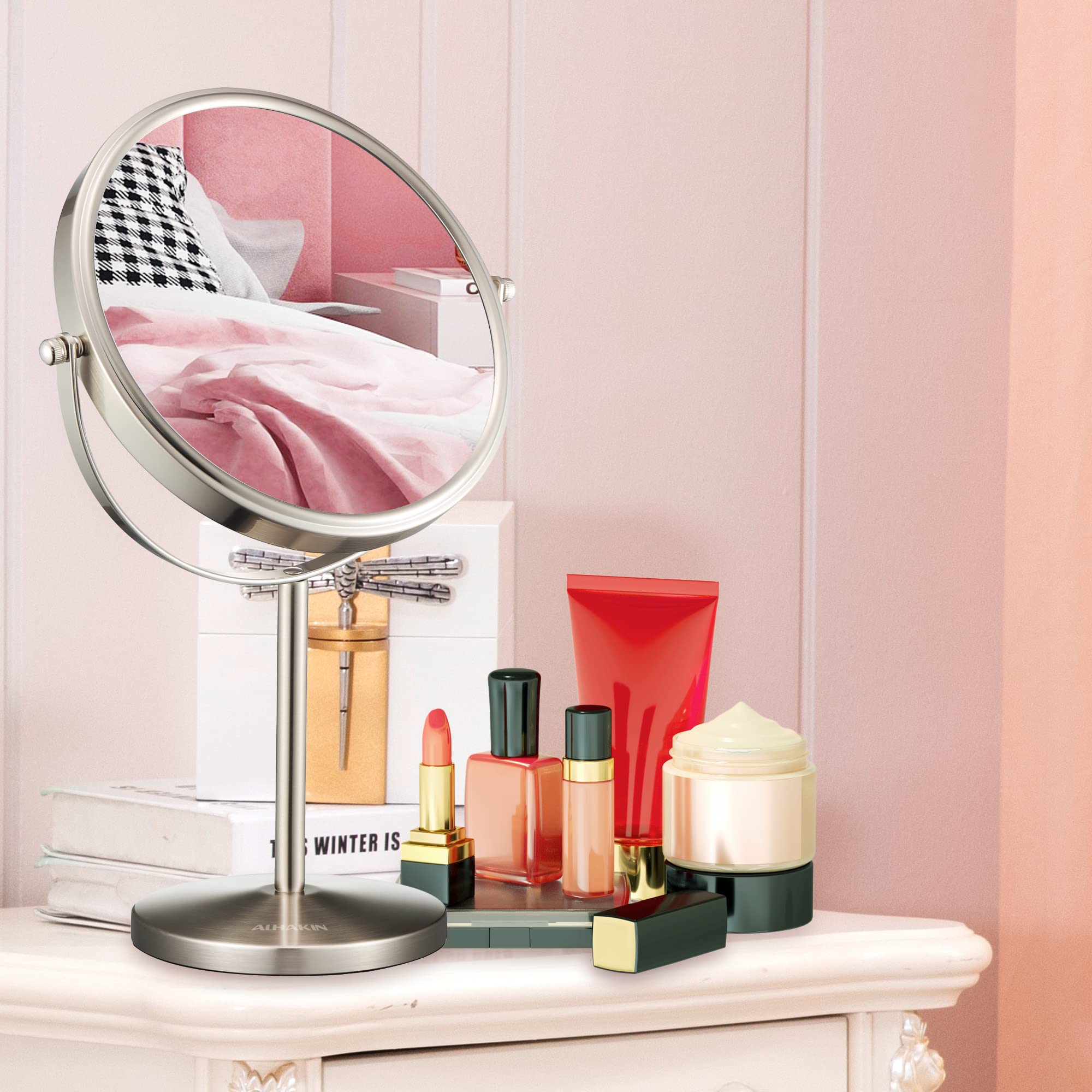 ALHAKIN travel-friendly mirror with stable stand