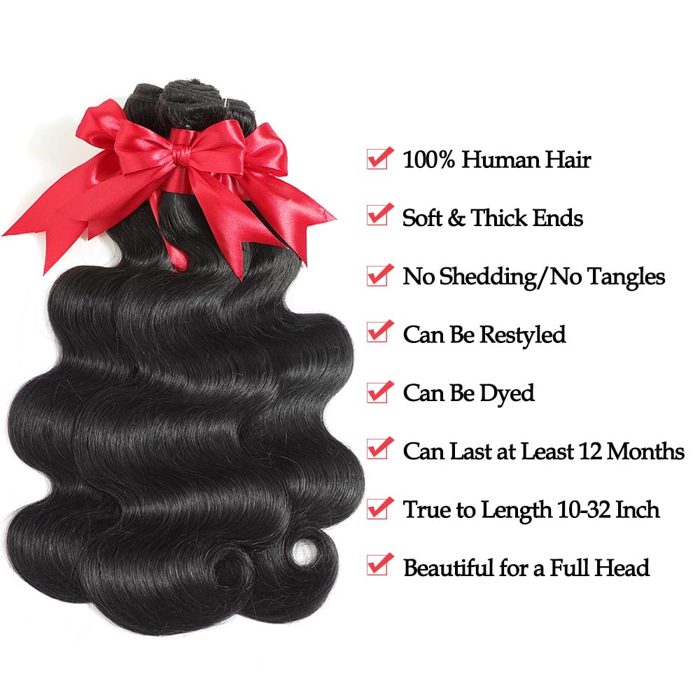 ALIANNA 12A body wave 24inch bundle close-up, soft texture and natural black shade