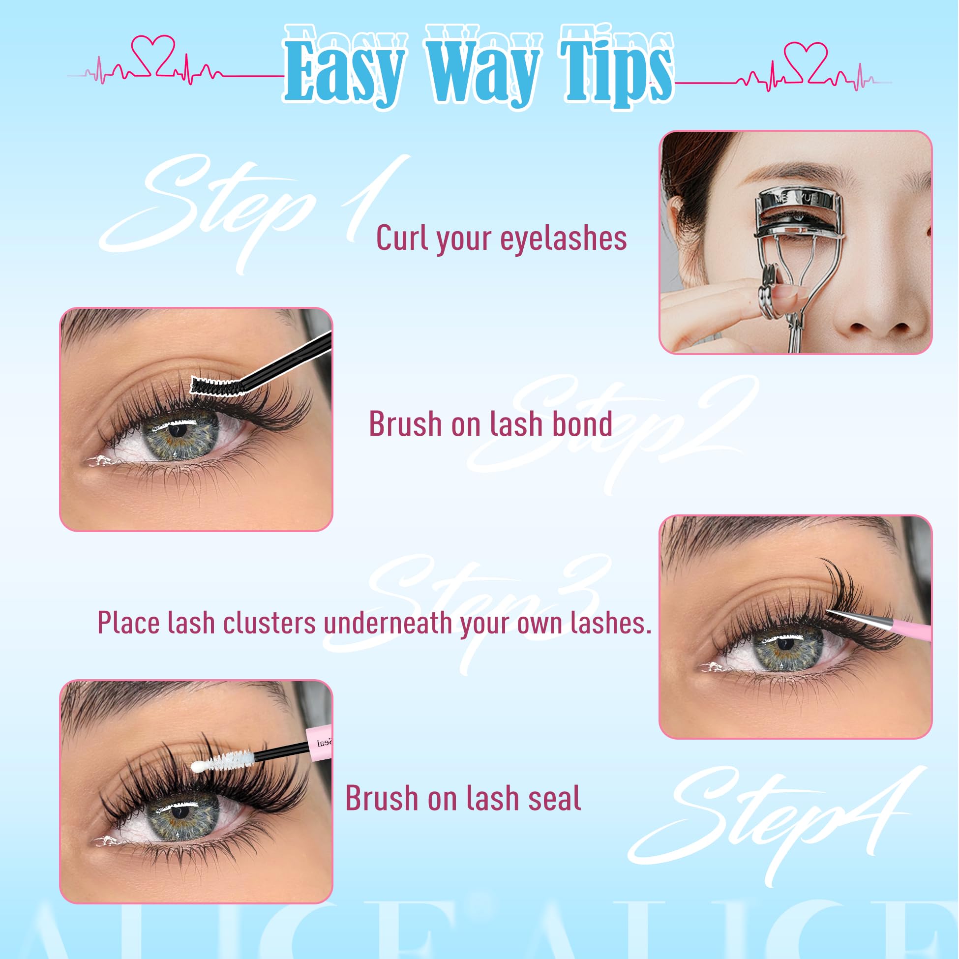 ALICE 3D anime eyelash clusters achieve bold, eye-catching texture.