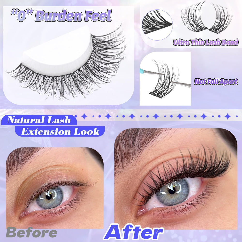 ALICE hand applying cluster lash with tweezers, quick DIY application benefit