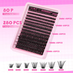 ALICE DIY Eyelash Extension Kit clusters close-up demonstrates lightweight wispy volume for natural look.