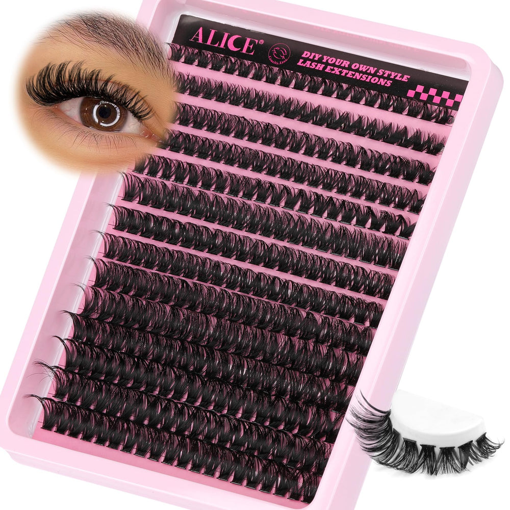 ALICE DIY Eyelash Extension Kit eye-model demonstration illustrates simple at-home practice.