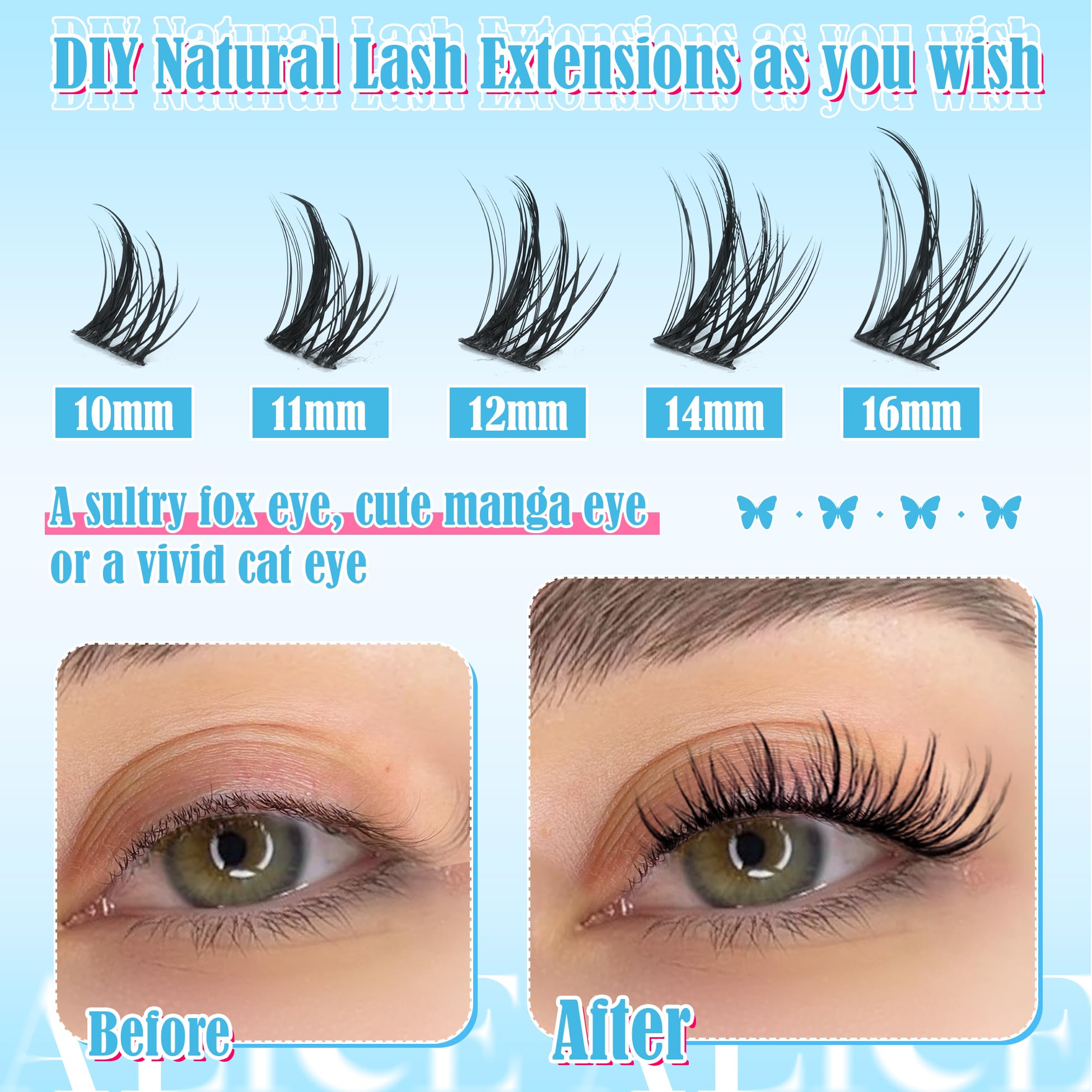 ALICE fluffy wispy lashes 10-16mm offer customizable everyday to dramatic styles.