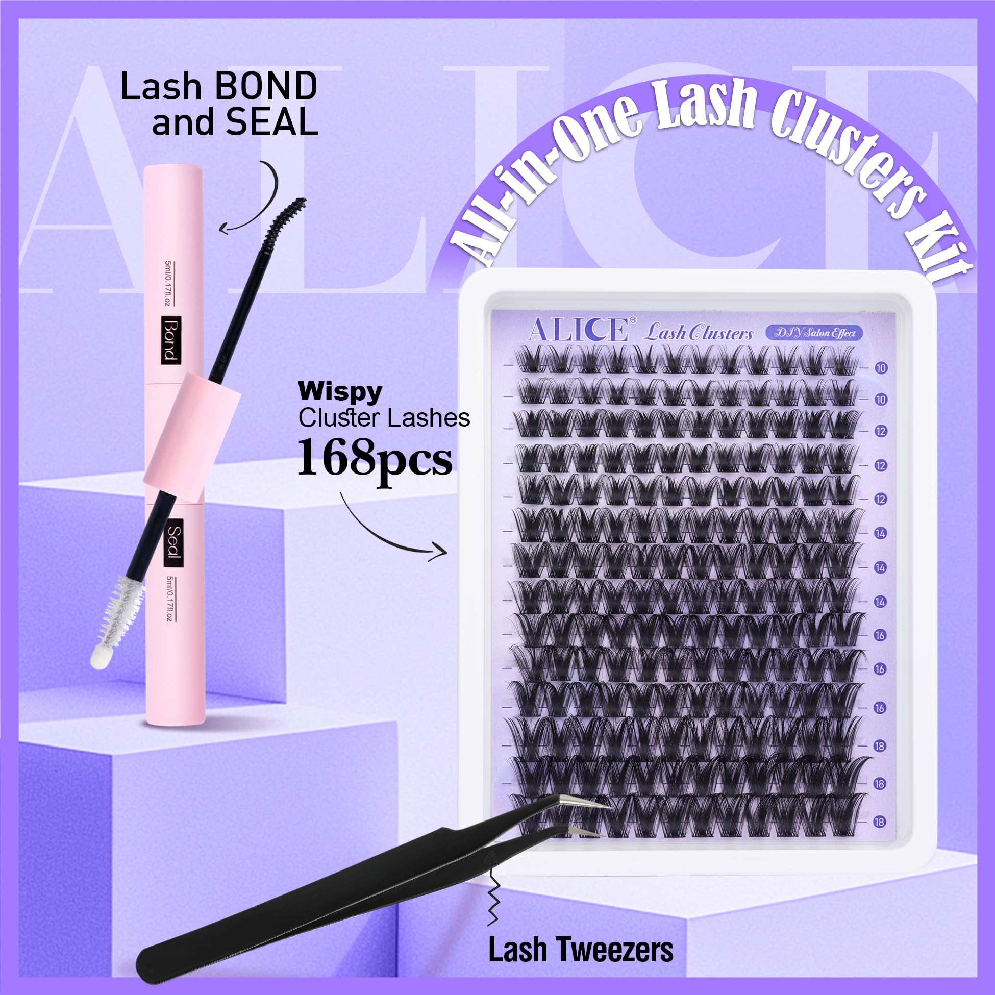 ALICE Lash Clusters Kit closeup of lash clusters collection