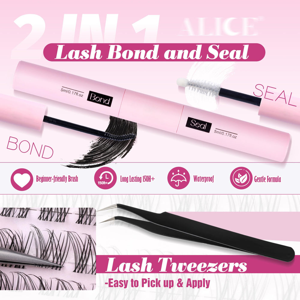 ALICE lash clusters kit DIY natural salon look showcases easy home artistry.