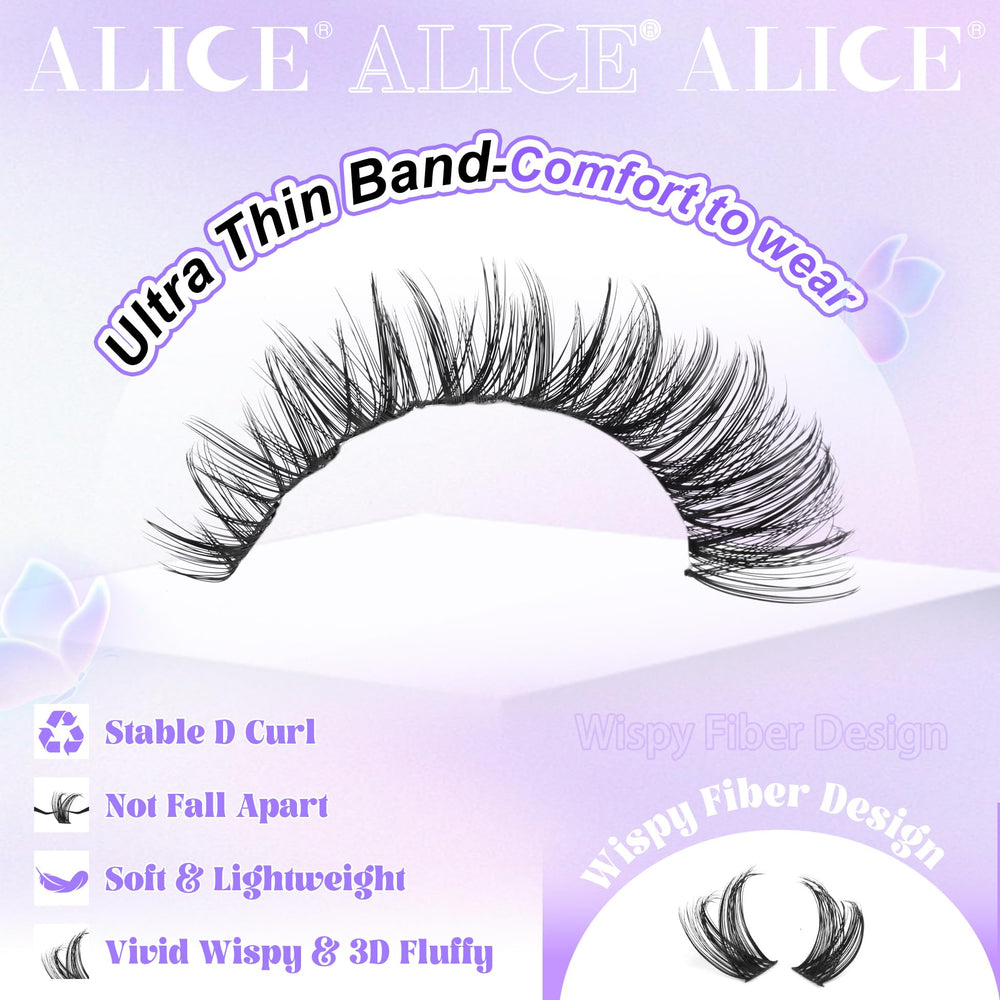ALICE ultra-thin-band lashes offer gentle comfort and easy application.
